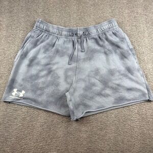 Under Armour Shorts Women's XL Blue Cloud Wash Rival Terry Raw Hem Athletic